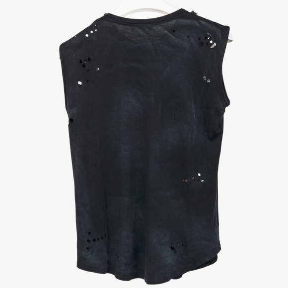 Balmain Black Cotton Distressed 3-Button Graphic Tank - Picture 3 of 11